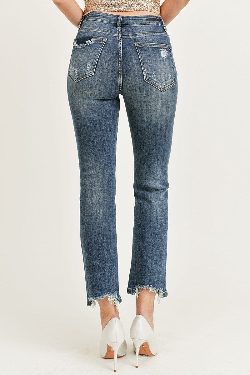 Risen Jeans High-Rise Vintage Washed Straight Leg Jeans RDP1268