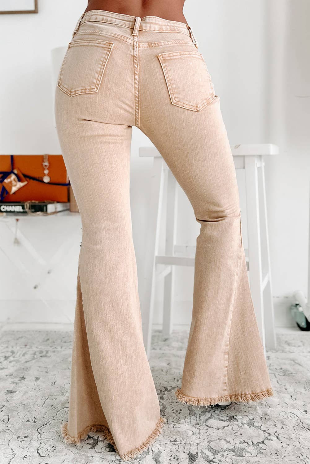 Carlie Khaki Flared Jeans