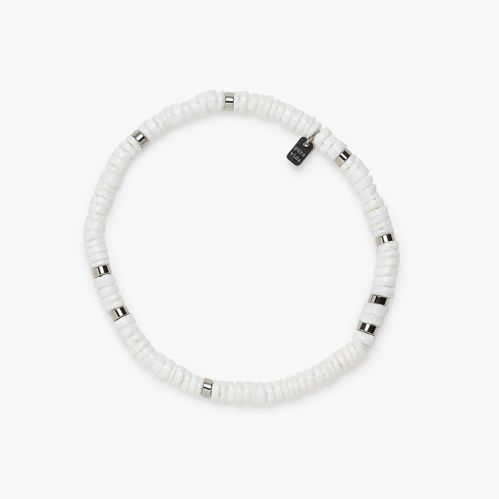 Puravida Puka Shell Stretch Anklet - Silver One Size