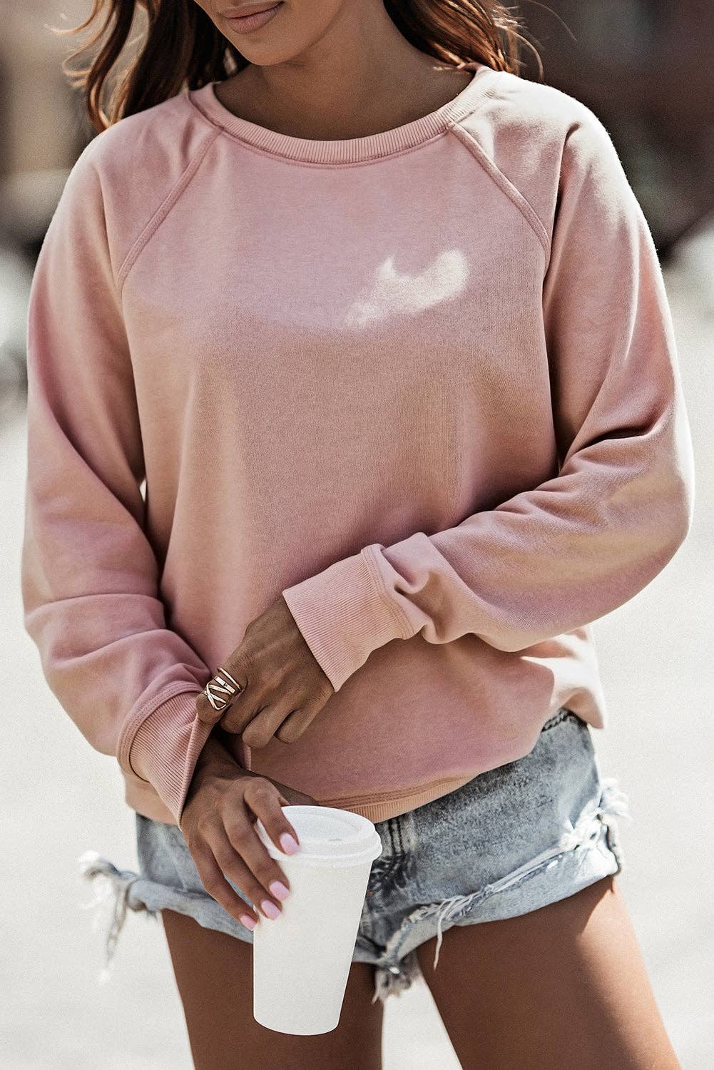 French Terry Pink Blend Pullover Sweatshirt